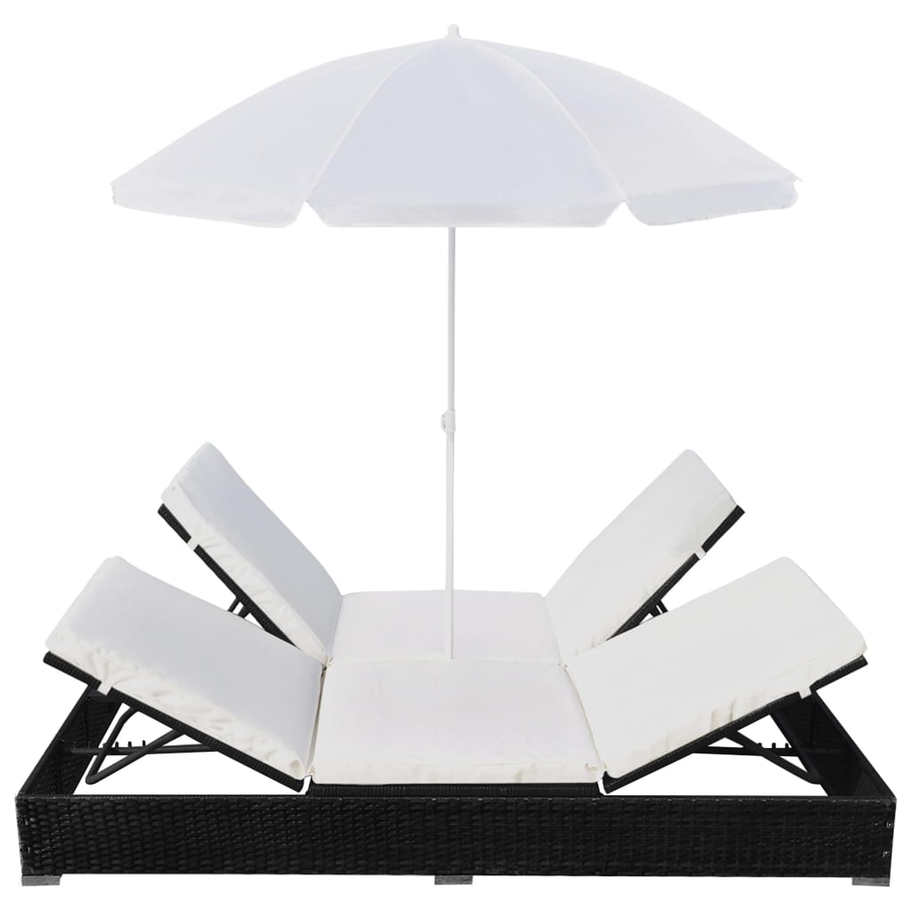 8718475505402_g_en_hd_3 vidaXL Outdoor Lounge Bed with Umbrella Poly Rattan Black - Image 4