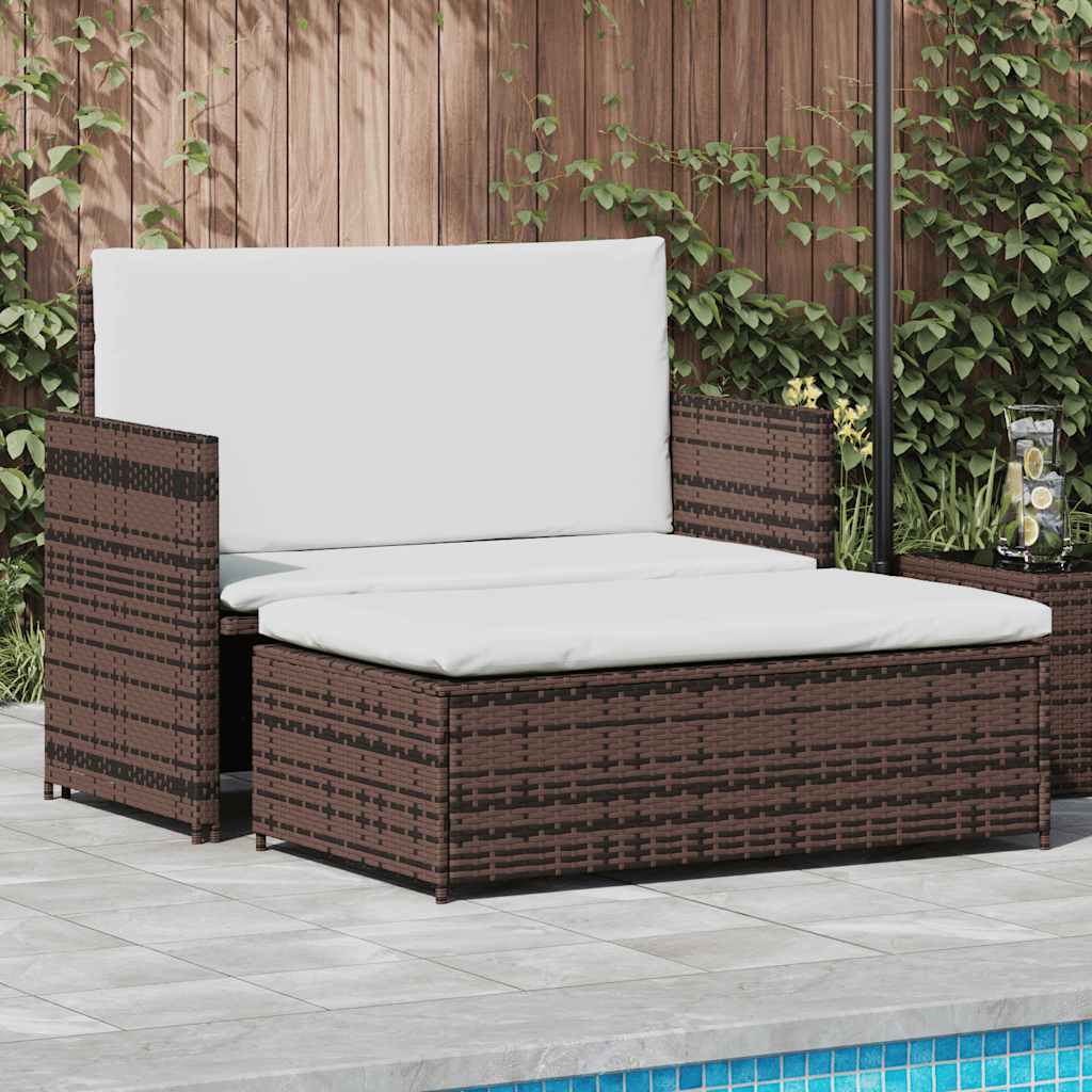 vidaXL Garden Sofa Poly Rattan Brown
