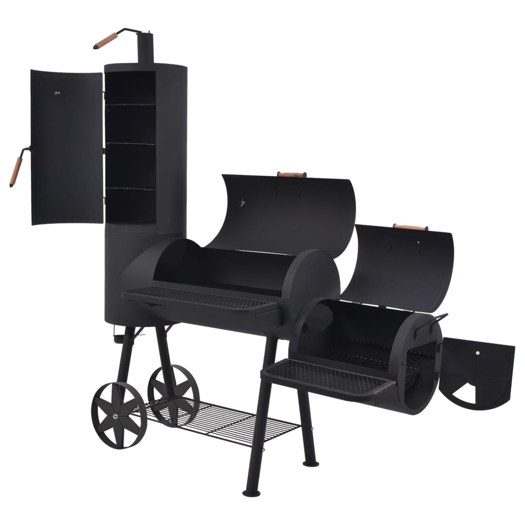 8718475507185_g_en_hd_1 vidaXL BBQ Charcoal Smoker with Bottom Shelf Black Heavy XXL - Image 2