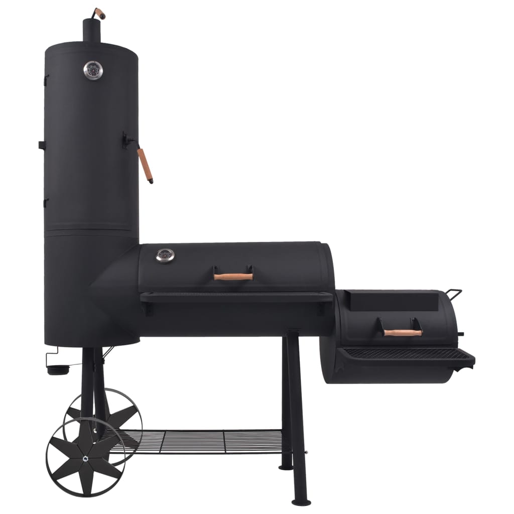 8718475507185_g_en_hd_2 vidaXL BBQ Charcoal Smoker with Bottom Shelf Black Heavy XXL - Image 3