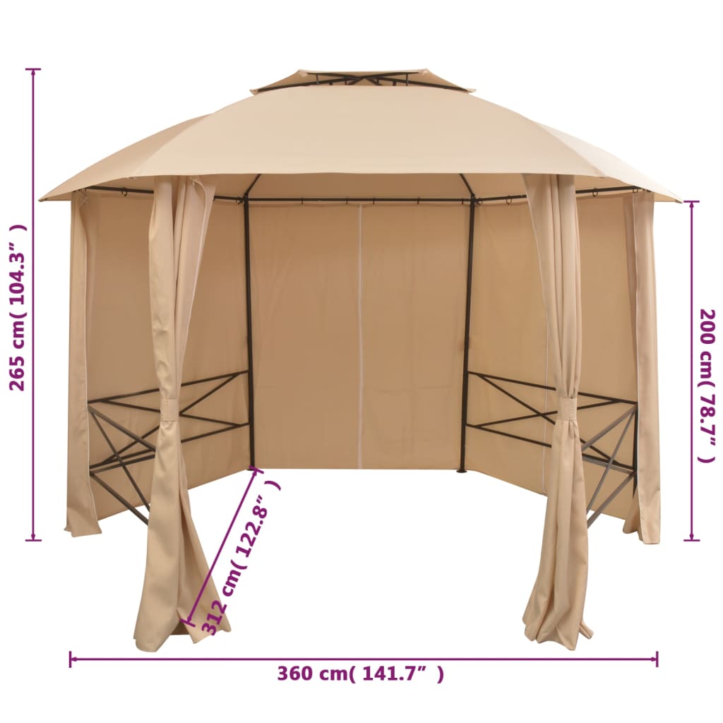 8718475507291_g_en_hd_8 vidaXL Garden Marquee Pavilion Tent with Curtains Hexagonal 360x265 cm - Image 9