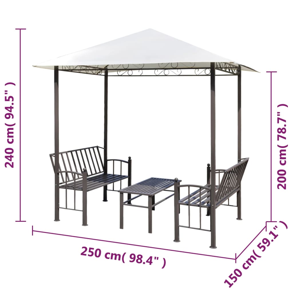 8718475507819_g_en_hd_4 vidaXL Garden Pavilion with Table and Benches 2.5x1.5x2.4 m - Image 6