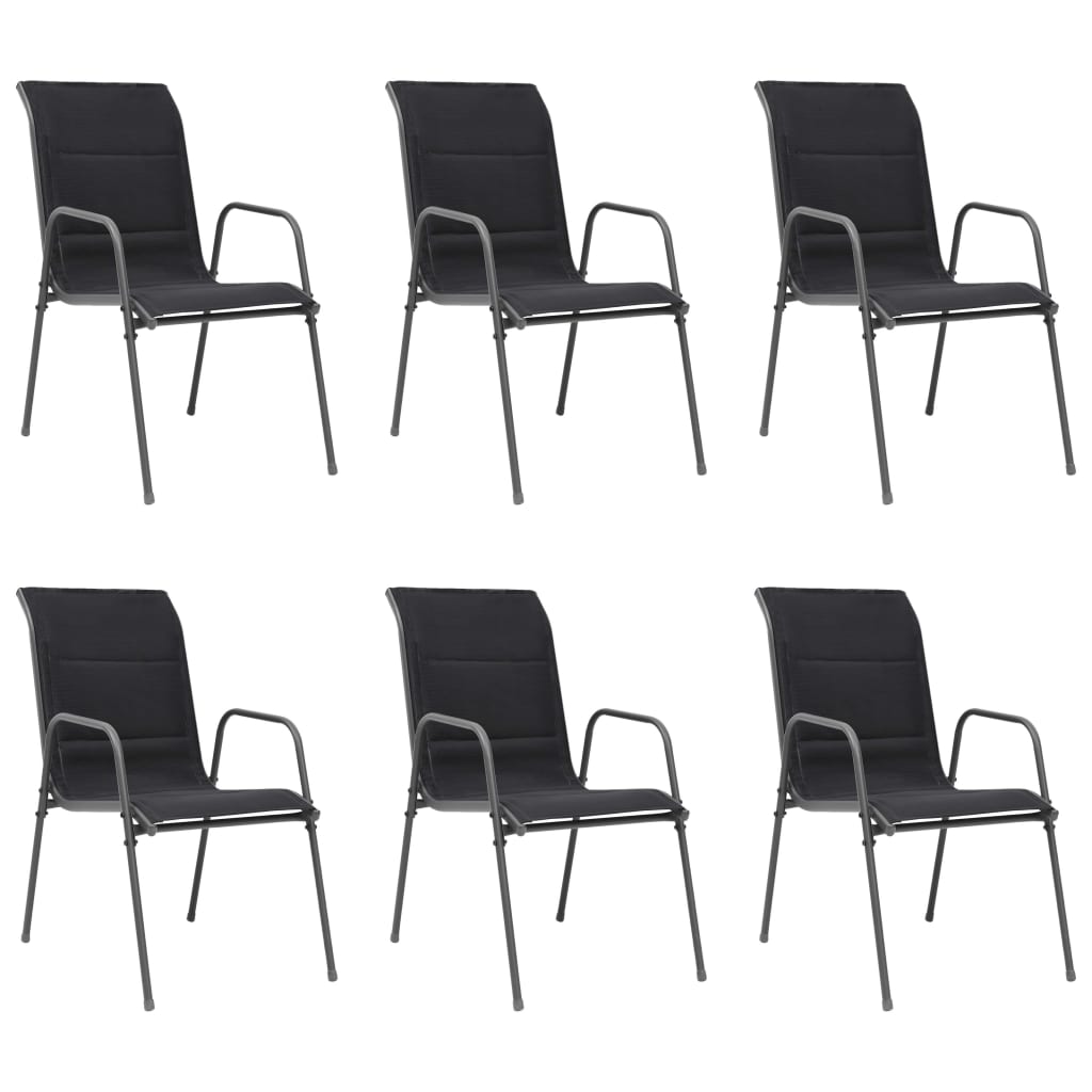 vidaXL Stackable Garden Chairs 6 pcs Steel and Textilene Black