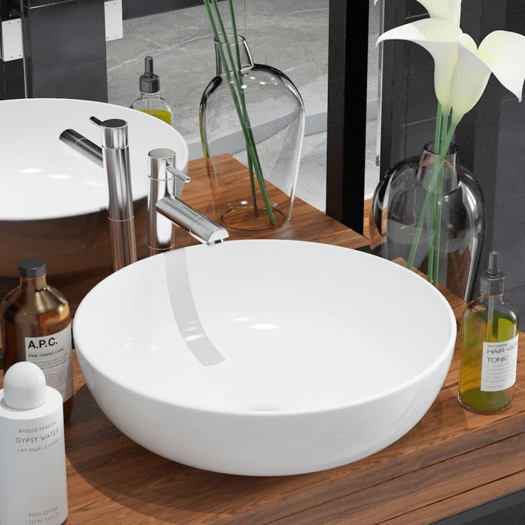 8718475519577_m_en_hd_1 vidaXL Basin Round Ceramic White 41.5x13.5 cm - Image 1