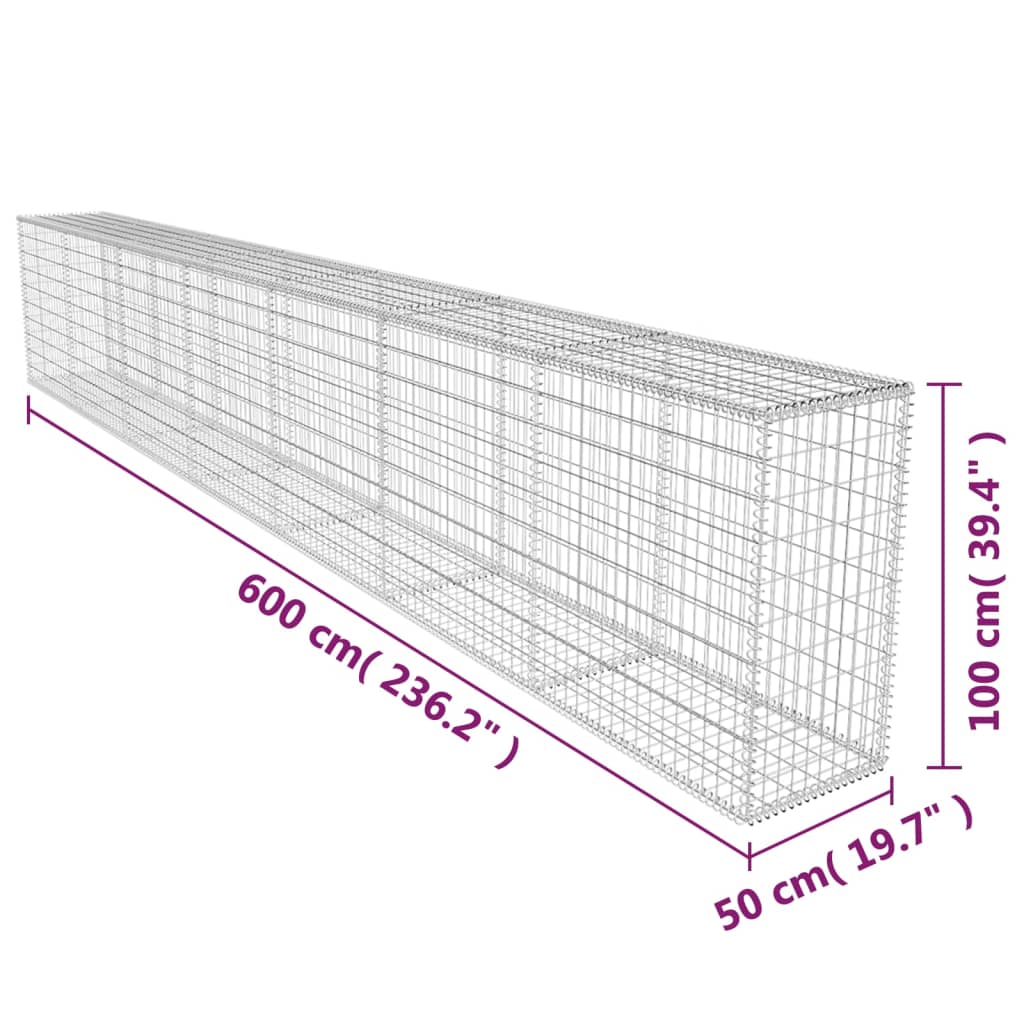 8718475521501_g_en_hd_4 vidaXL Gabion Wall with Cover Galvanised Steel 600x50x100 cm - Image 6