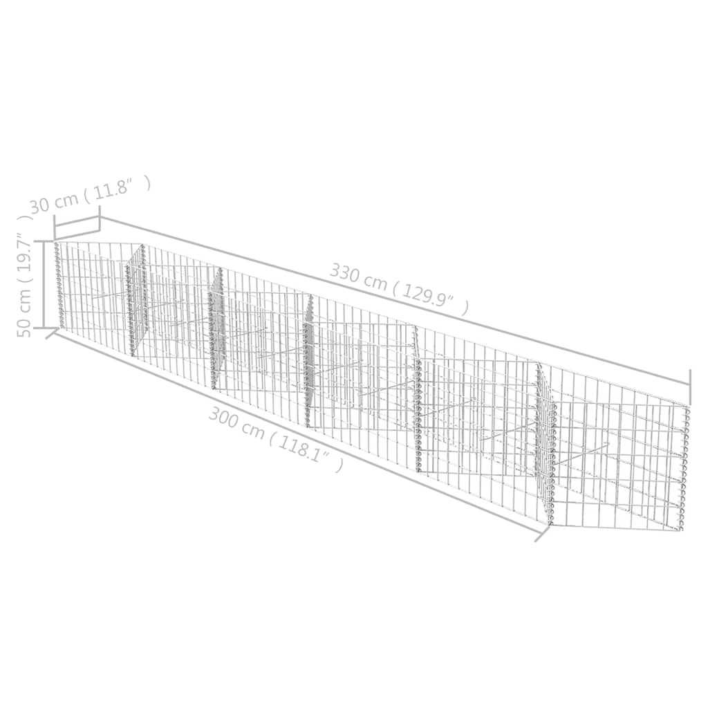 8718475521587_g_en_hd_5 vidaXL Gabion Basket Galvanised Steel 300x30x50 cm - Image 7