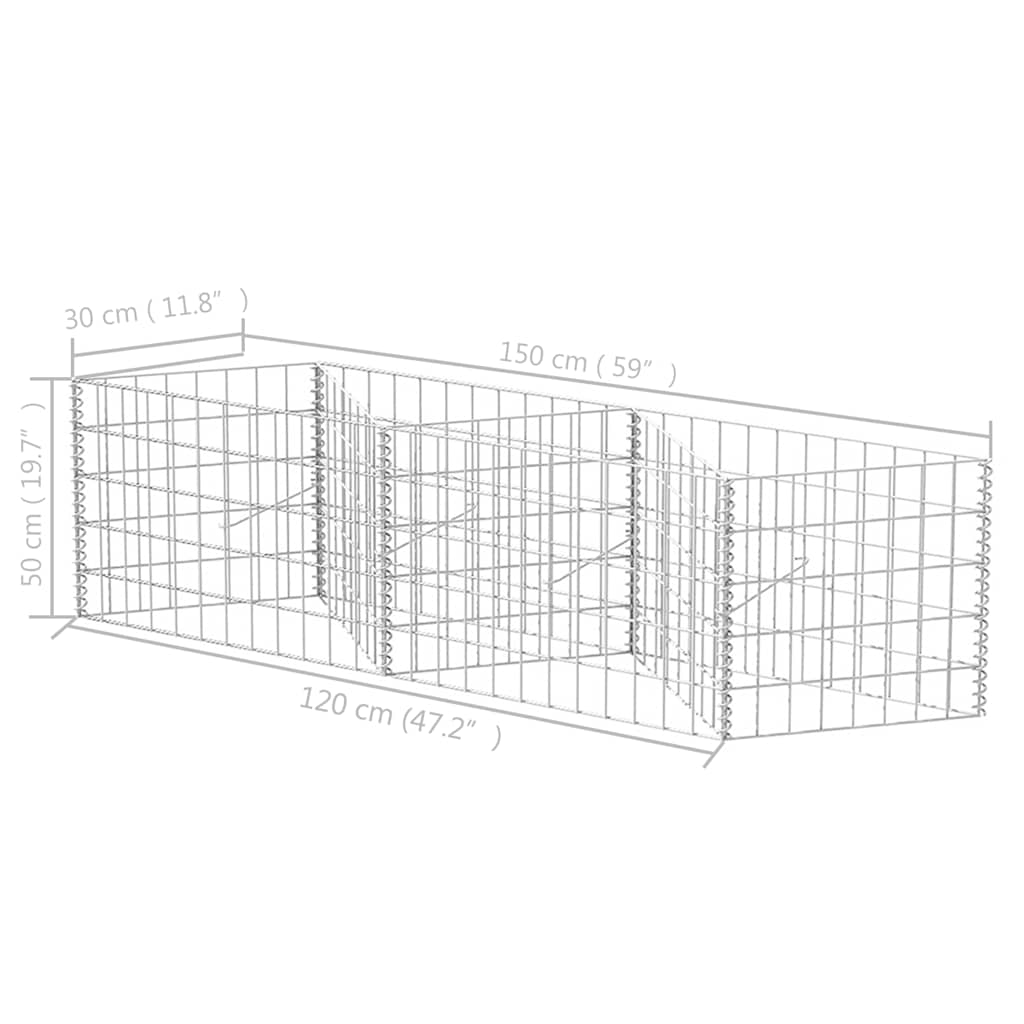 8718475521600_g_en_hd_5 vidaXL Gabion Basket Galvanised Steel 120x30x50 cm - Image 7
