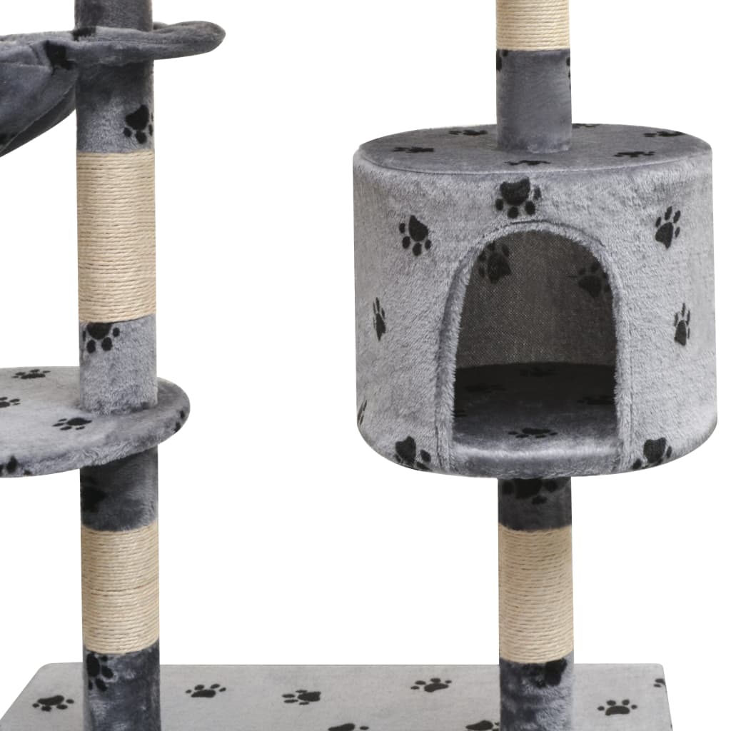 8718475522829_g_en_hd_2 vidaXL Cat Tree with Sisal Scratching Posts 125 cm Paw Prints Grey - Image 3