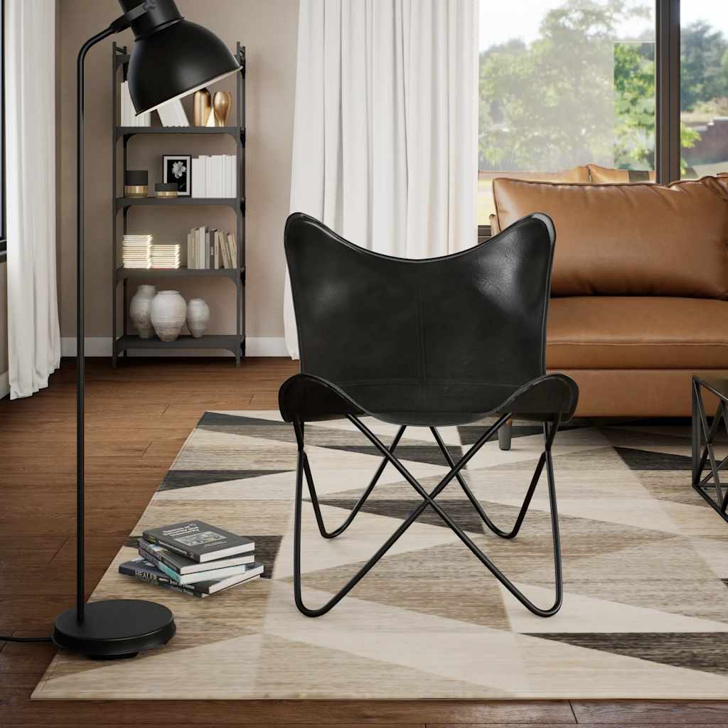 8718475525776_g_en_hd_1 vidaXL Butterfly Chair Black Real Leather - Image 3