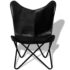 vidaXL Butterfly Chair Black Real Leather - Image 4