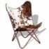 vidaXL Butterfly Chair Brown and White Real Cowhide Leather - Image 2