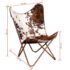 vidaXL Butterfly Chair Brown and White Real Cowhide Leather - Image 12