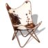 vidaXL Butterfly Chair Brown and White Real Cowhide Leather - Image 4