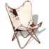 vidaXL Butterfly Chair Brown and White Real Cowhide Leather - Image 5