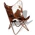 vidaXL Butterfly Chair Brown and White Real Cowhide Leather - Image 6