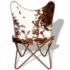 vidaXL Butterfly Chair Brown and White Real Cowhide Leather - Image 8