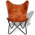 vidaXL Butterfly Chair Brown Real Leather - Image 4