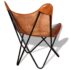 vidaXL Butterfly Chair Brown Real Leather - Image 5