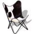 vidaXL Butterfly Chair Black and White Real Cowhide Leather - Image 4