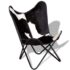vidaXL Butterfly Chair Black and White Real Cowhide Leather - Image 7
