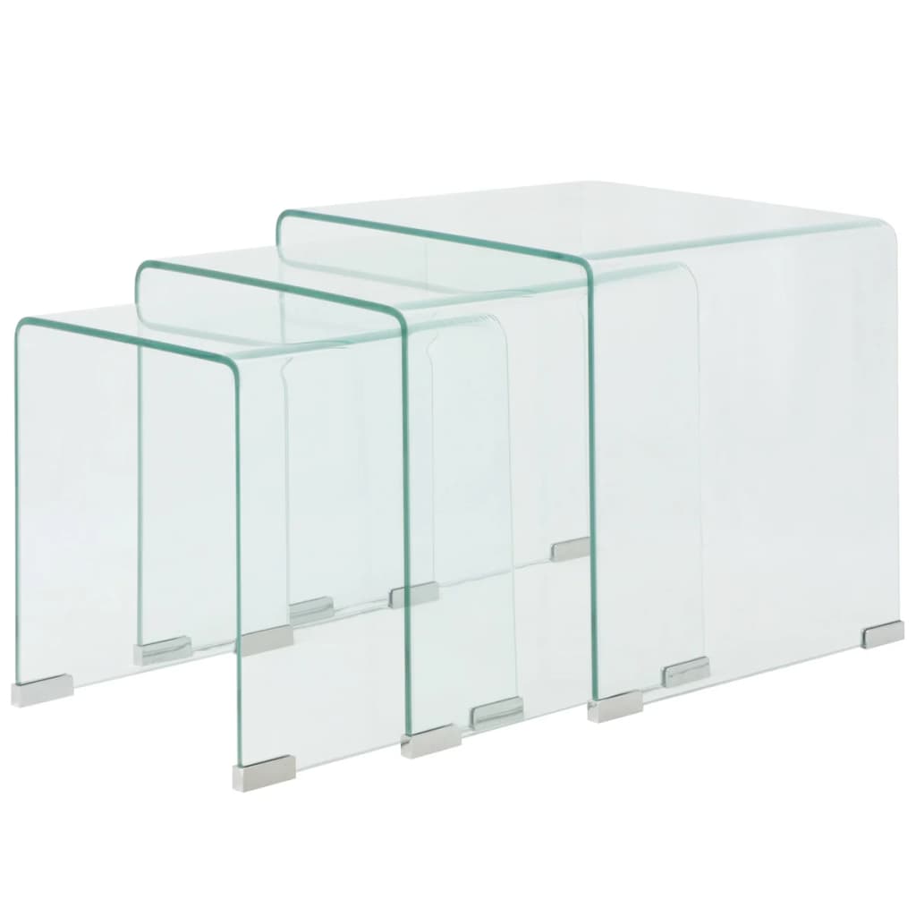 8718475530596_a_en_hd_1 vidaXL Three Piece Nesting Table Set Tempered Glass Clear - Image 1