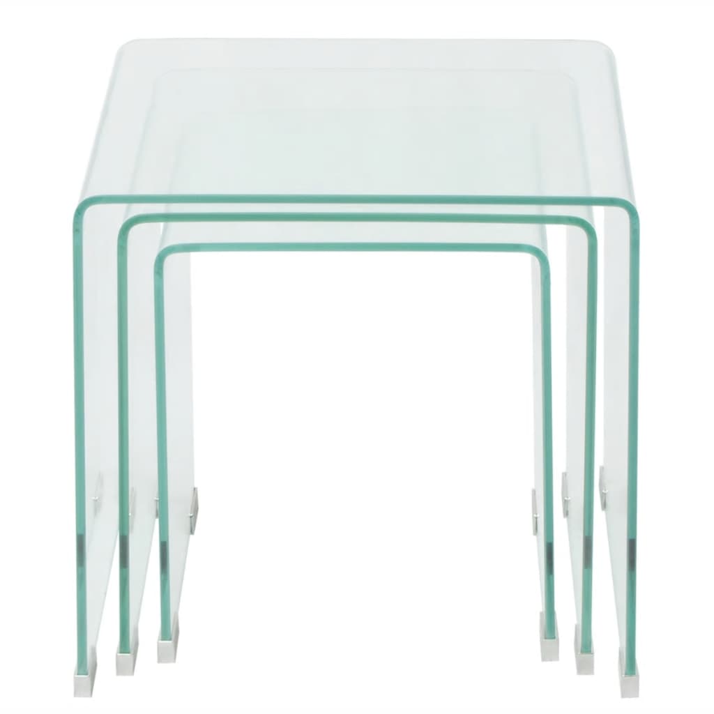 8718475530596_g_en_hd_1 vidaXL Three Piece Nesting Table Set Tempered Glass Clear - Image 2