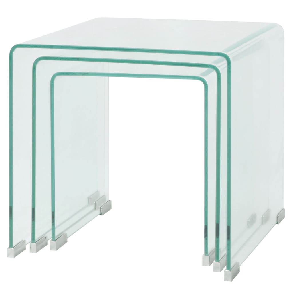 8718475530596_g_en_hd_2 vidaXL Three Piece Nesting Table Set Tempered Glass Clear - Image 3