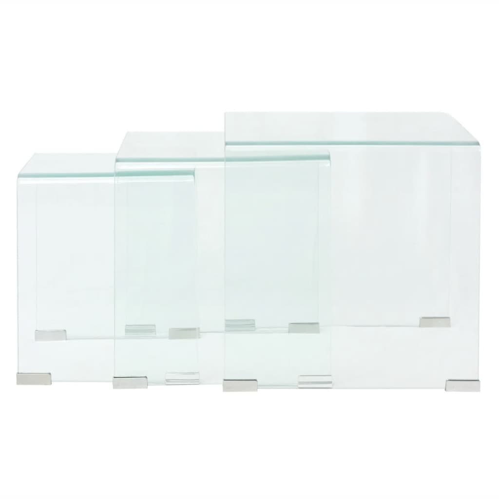 8718475530596_g_en_hd_5 vidaXL Three Piece Nesting Table Set Tempered Glass Clear - Image 6