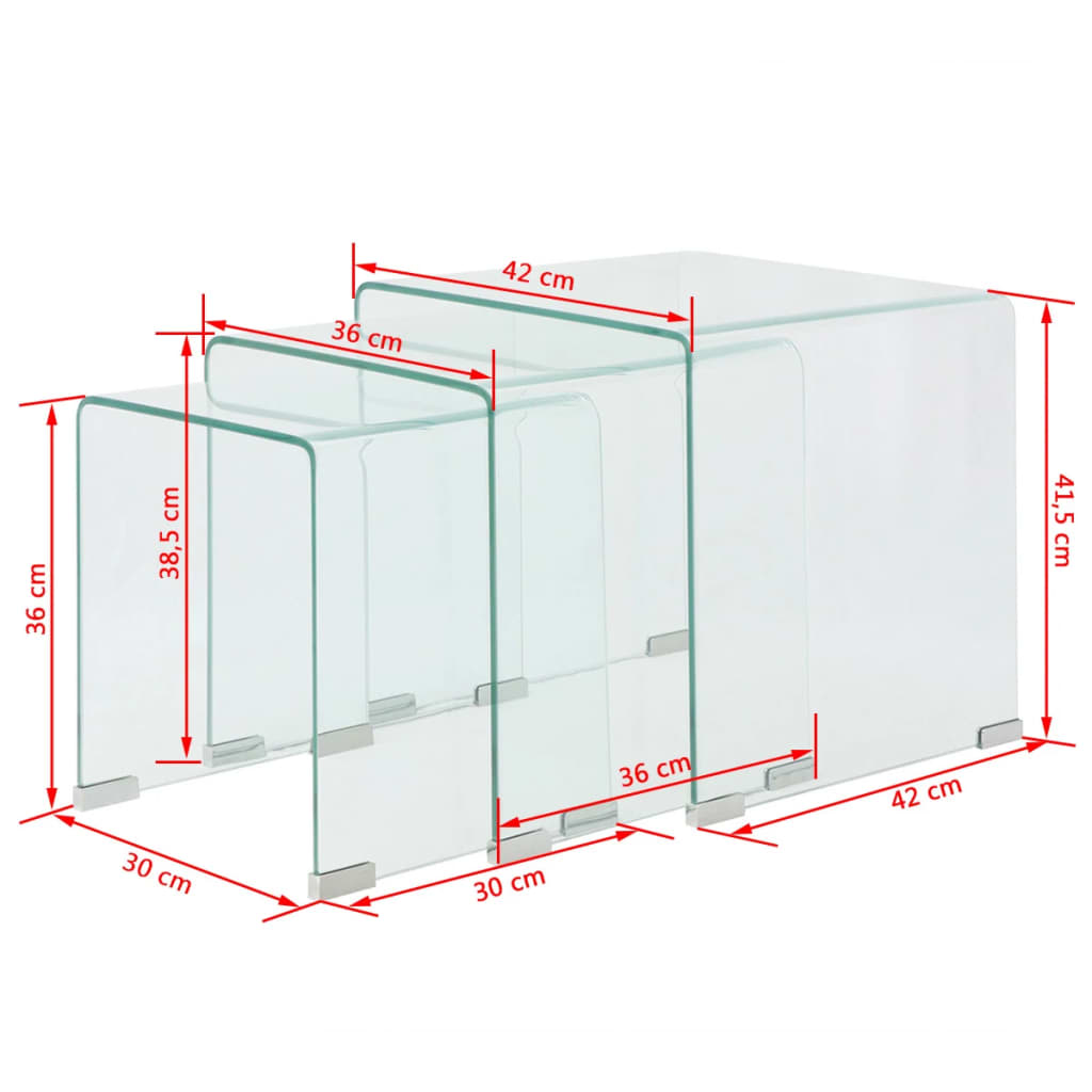8718475530596_g_en_hd_6 vidaXL Three Piece Nesting Table Set Tempered Glass Clear - Image 7
