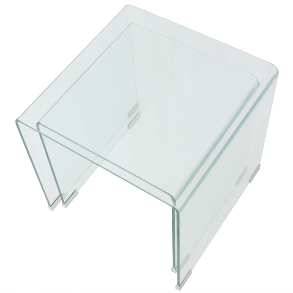 8718475530602_g_en_hd_3 vidaXL Two Piece Nesting Table Set Tempered Glass Clear - Image 4