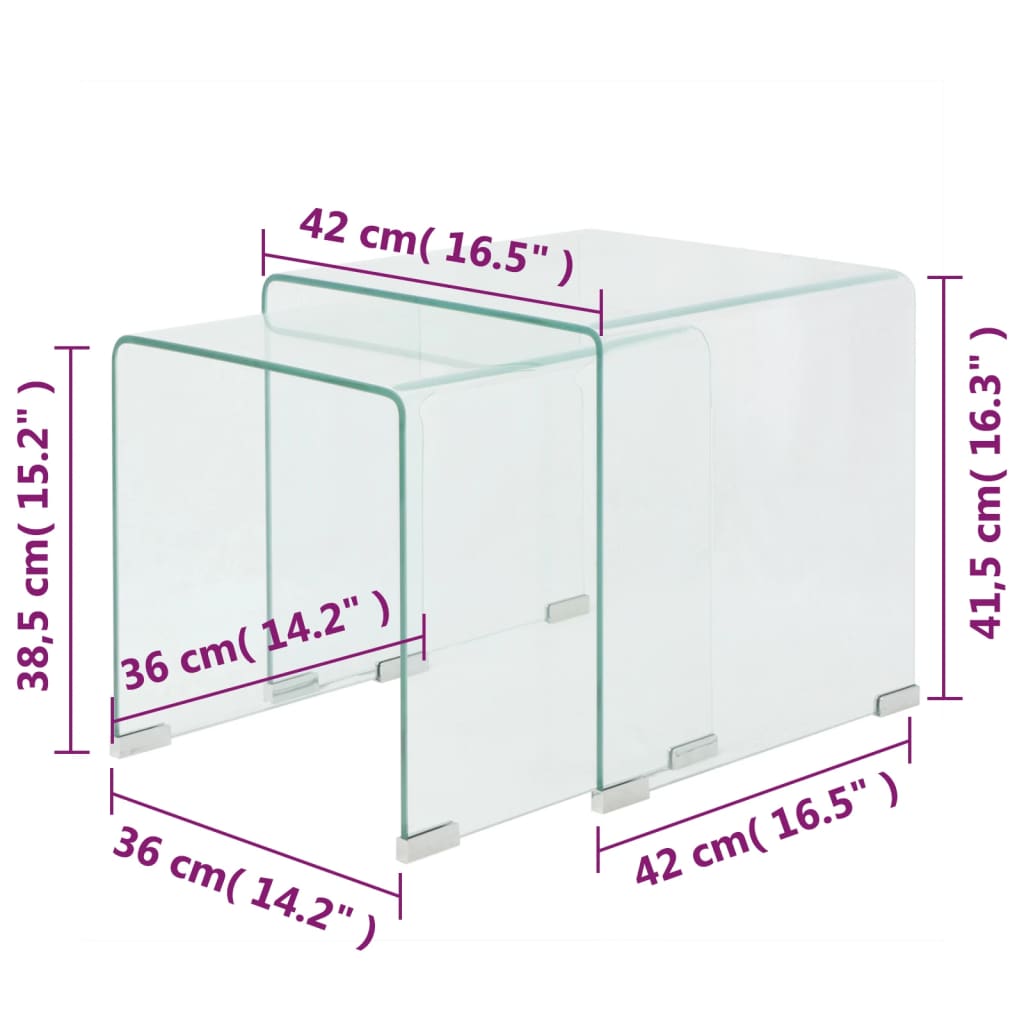8718475530602_g_en_hd_5 vidaXL Two Piece Nesting Table Set Tempered Glass Clear - Image 6