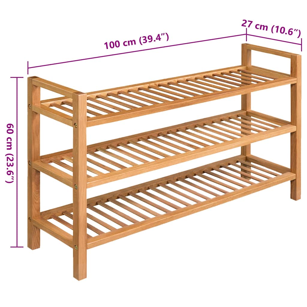 8718475530787_g_en_hd_4 vidaXL Shoe Rack with 3 Shelves 100x27x60 cm Solid Oak Wood - Image 5