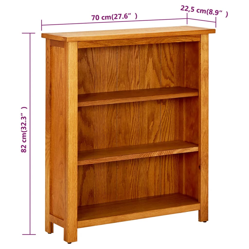 8718475533177_g_en_hd_5 vidaXL 3-Tier Bookcase 70x22.5x82 cm Solid Oak Wood - Image 7
