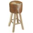 vidaXL Bar Stool Goatskin Leather and Solid Teak Wood - Image 3