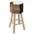 vidaXL Bar Stool Goatskin Leather and Solid Teak Wood - Image 4