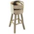 vidaXL Bar Stool Goatskin Leather and Solid Teak Wood - Image 5