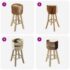 vidaXL Bar Stool Goatskin Leather and Solid Teak Wood - Image 6