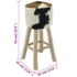 vidaXL Bar Stool Goatskin Leather and Solid Teak Wood - Image 9