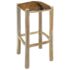 vidaXL Bar Stool Goatskin Leather and Solid Teak Wood - Image 3