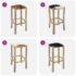 vidaXL Bar Stool Goatskin Leather and Solid Teak Wood - Image 6
