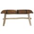 vidaXL Bench Goatskin Leather Teak - Image 2
