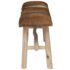 vidaXL Bench Goatskin Leather Teak - Image 3