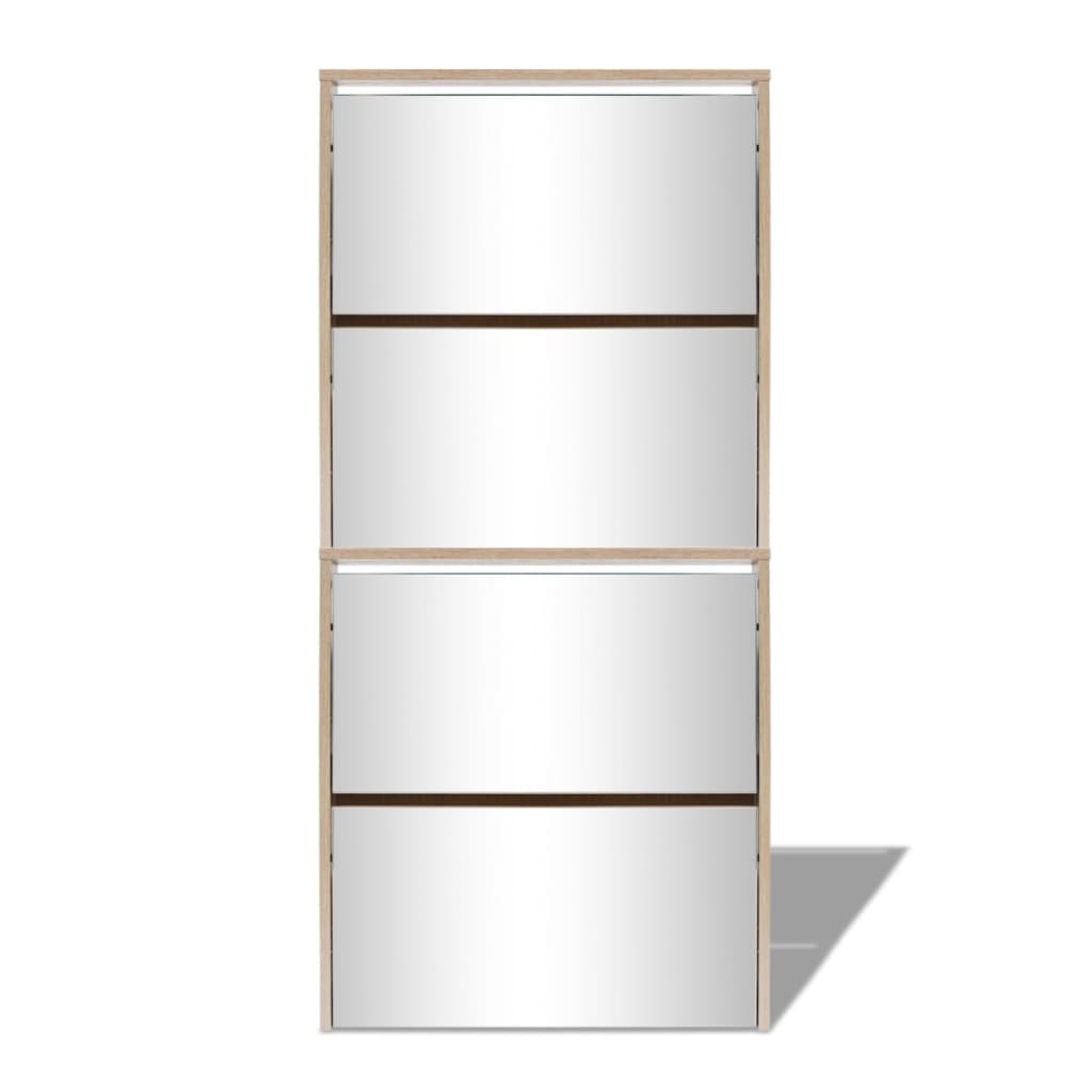8718475547532_g_en_hd_2 vidaXL Shoe Cabinet 4-Layer Mirror Oak 63x17x134 cm - Image 5
