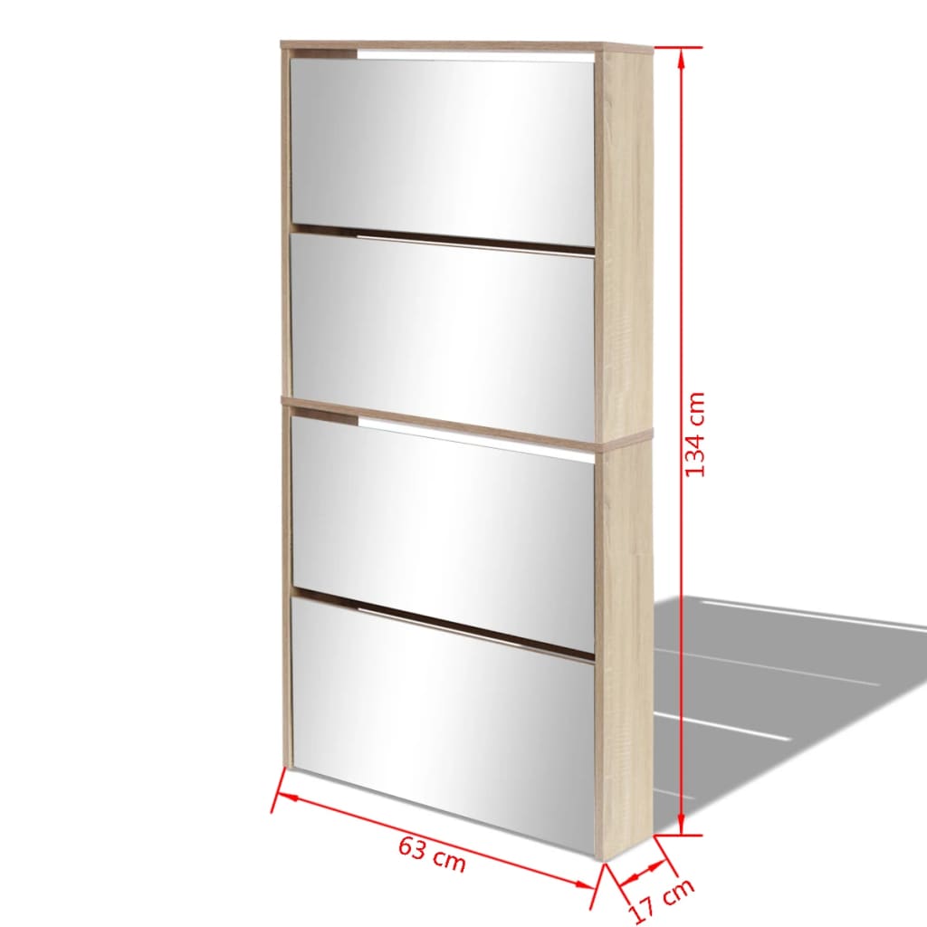 8718475547532_g_en_hd_3 vidaXL Shoe Cabinet 4-Layer Mirror Oak 63x17x134 cm - Image 6