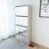vidaXL Shoe Cabinet 4-Layer Mirror White 63x17x134 cm
