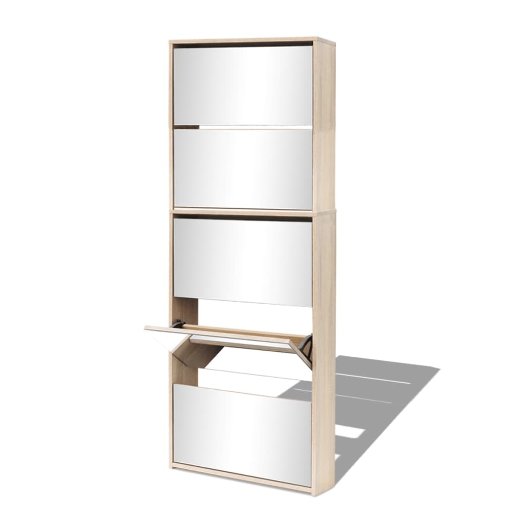 8718475547556_g_en_hd_1 vidaXL Shoe Cabinet 5-Layer Mirror Oak 63x17x169.5 cm - Image 4