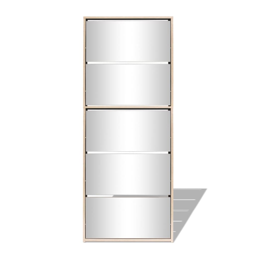 8718475547556_g_en_hd_2 vidaXL Shoe Cabinet 5-Layer Mirror Oak 63x17x169.5 cm - Image 5