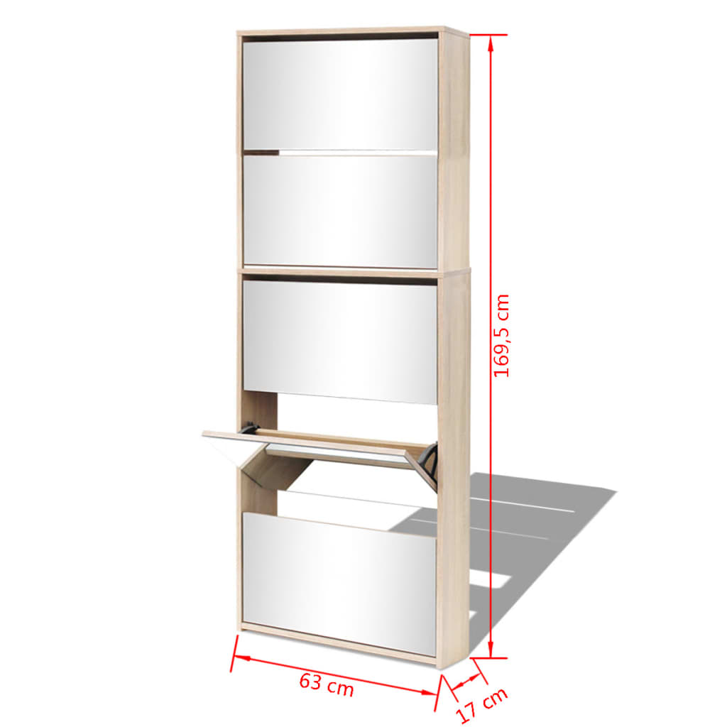 8718475547556_g_en_hd_3 vidaXL Shoe Cabinet 5-Layer Mirror Oak 63x17x169.5 cm - Image 6