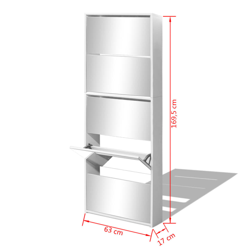 8718475547563_g_en_hd_3 vidaXL Shoe Cabinet 5-Layer Mirror White 63x17x169.5 cm - Image 6