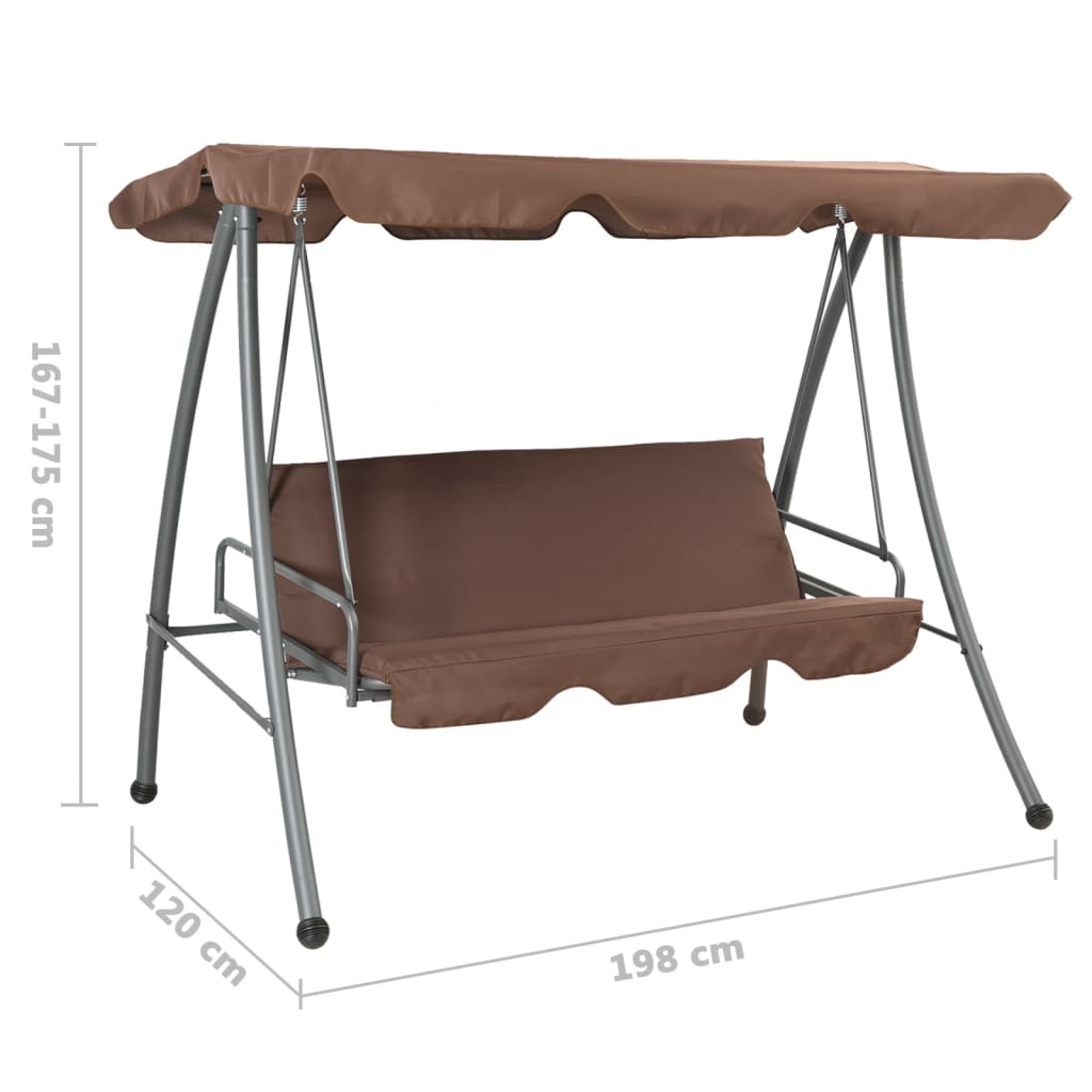 8718475557081_g_en_hd_5 vidaXL Outdoor Swing Bench with Canopy Coffee - Image 6